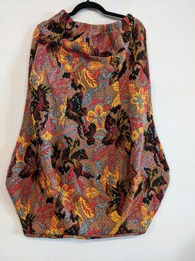 KIYO Women’s XS Fall Floral Jacquard Cocoon Bubble Skirt 34 inches - Multicolor